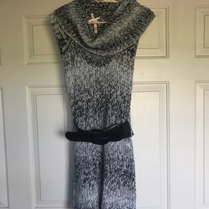 Belted Over The Shoulder Sweater Dress